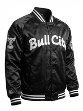Load image into Gallery viewer, (PRESALE)     BULL CITY Draft Day Satin Jacket (Gloss Black)