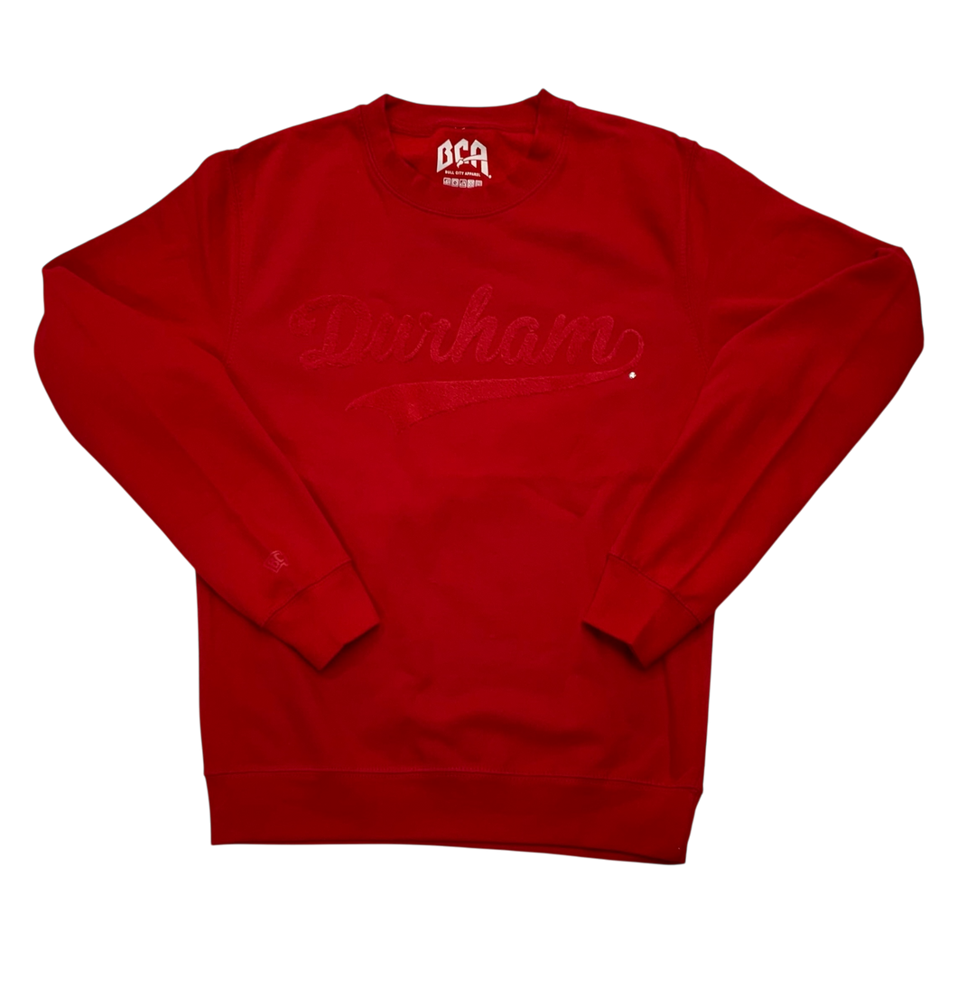 Durham Dodgers Flock Crew Neck (Red / Red)