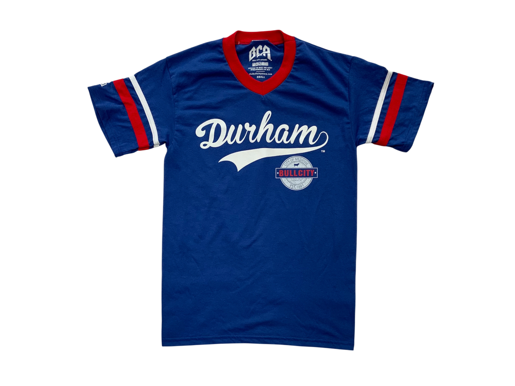 Durham Dodgers Baseball Tee (Royal/Red/White)