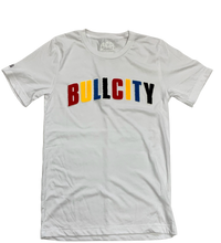 Load image into Gallery viewer, BULLCITY VARSITY LONG FLOCK TEE (White)