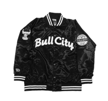 Load image into Gallery viewer, (PRESALE)     BULL CITY Draft Day Satin Jacket (Gloss Black)