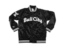 Load image into Gallery viewer, (PRESALE)     BULL CITY Draft Day Satin Jacket (Gloss Black)